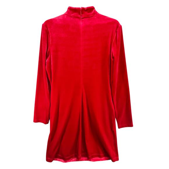 Gianni Bini Dress Womens 10 Red Velour Mock Neck Velvety Modern Holiday Festive - Picture 6 of 16